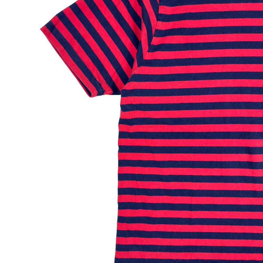 Y2K Polo Ralph Lauren Polo Shirt Mens Large Red Navy Striped Pony Logo Te - Picture 4 of 6